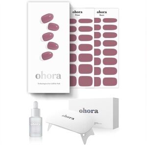 Ohora Bare Plum Semi Cured Gel Nail Wrap UV Lamp Starter Set